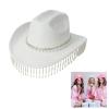 WLNEXT Beaded and Tassel Cowgirl Hat, Crystal, White view 2