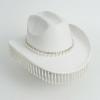 WLNEXT Beaded and Tassel Cowgirl Hat, Crystal, White view 3