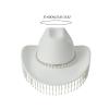 WLNEXT Beaded and Tassel Cowgirl Hat, Crystal, White view 4