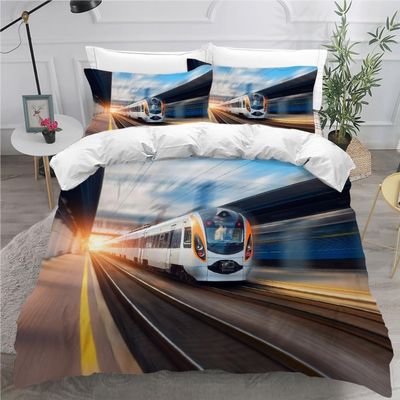 Train 3-Piece Bedding Set, 155 x 220 cm, 3D Microfiber, C399