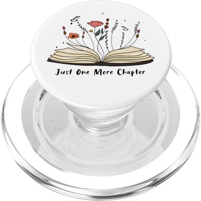 Just One More Chapter Book Lover Open Book Flowers PopSockets PopGrip for MagSafe