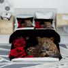 BNRE Leopard 3-Piece Bedding Set, 200 x 200 cm, 3D Leopard Print Microfiber Duvet Cover Set view 2