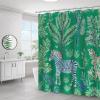 Yelolyio Fabric Shower Curtain Set, Zebra Pattern, Waterproof, Wrinkle-Resistant, Polyester, 60 x 72 in, Zebra Green view 1