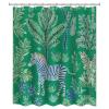 Yelolyio Fabric Shower Curtain Set, Zebra Pattern, Waterproof, Wrinkle-Resistant, Polyester, 60 x 72 in, Zebra Green view 2