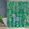 Yelolyio Fabric Shower Curtain Set, Zebra Pattern, Waterproof, Wrinkle-Resistant, Polyester, 60 x 72 in, Zebra Green view 4