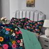 Qiwagu Black Reversible Comforter 220 x 240 cm with Colorful Floral Pattern and 2 Pillowcases view 1