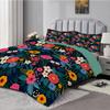 Qiwagu Black Reversible Comforter 220 x 240 cm with Colorful Floral Pattern and 2 Pillowcases view 2