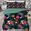 Qiwagu Black Reversible Comforter 220 x 240 cm with Colorful Floral Pattern and 2 Pillowcases view 4