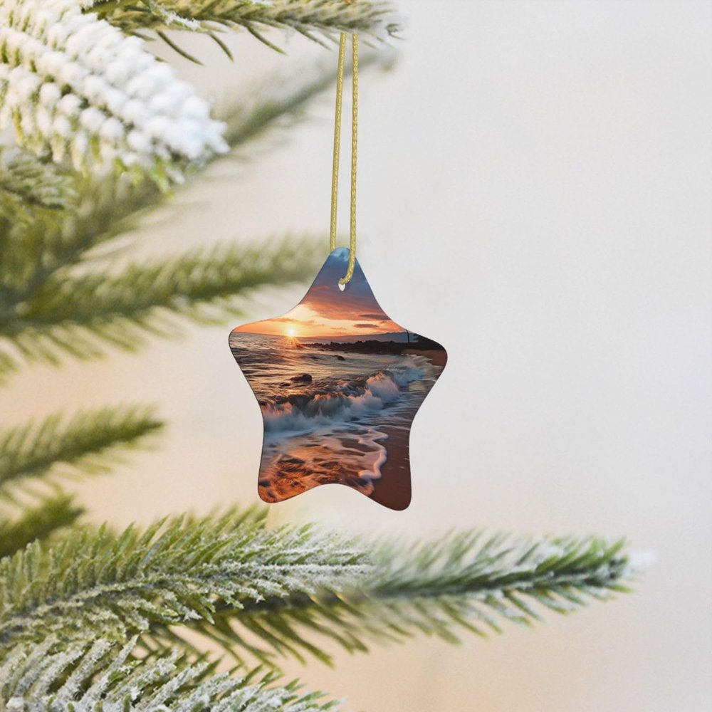 2024 Ceramic Christmas Tree Ornament – Maui Hawaii Beach Sunset