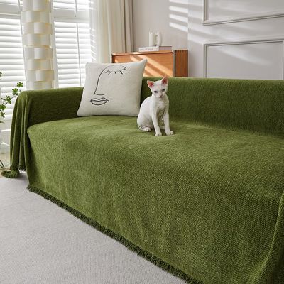 Highdi Sofa Throw Blanket, Universal Cover for 1–4-Seater and L-Shaped Sofas, Dark Green, 180 x 300 cm