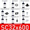 SC32 Standard Bore 32 mm, Stroke 251000 mm, Double-Acting Aluminum Alloy Pneumatic Cylinder with Magnet, 1 Pc. (SC32X600) view 2