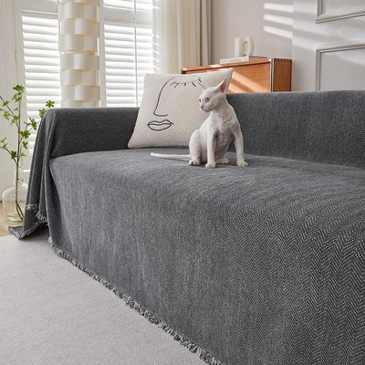 Highdi Soft Sofa Throw for 1–4 Seat Sofas, L-Shaped Sectionals, Dark Gray, 180 × 420 cm