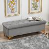 Velvet Ottoman Bench, Gray, 100 x 45 x 40 cm view 1