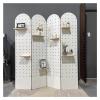 Folding Wood Room Divider with Pegboard, 4 Panels, 180 x 160 cm view 1