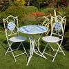 Outdoor Mosaic Bistro Set with Folding Table and 2 Metal Chairs view 1