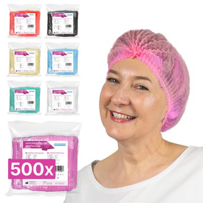 500x ARNOMED Disposable Hairnets, Pink Caps, Clip Caps M