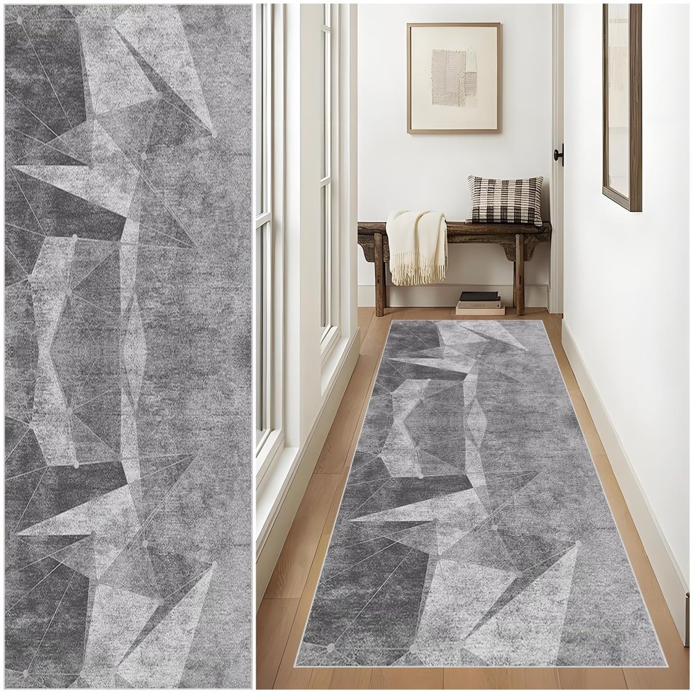 Qemgrste Long Non-Slip Runner Rug, Washable Hallway and Kitchen Runner, 70 x 350 cm