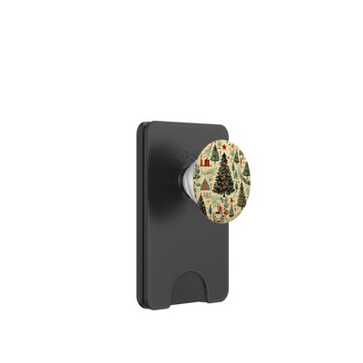 Vintage Xmas Pattern Christmas PopSockets PopWallet for MagSafe
