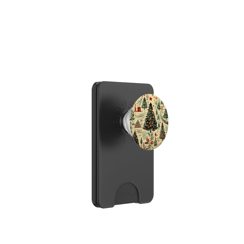 Vintage Xmas Pattern Christmas PopSockets PopWallet for MagSafe