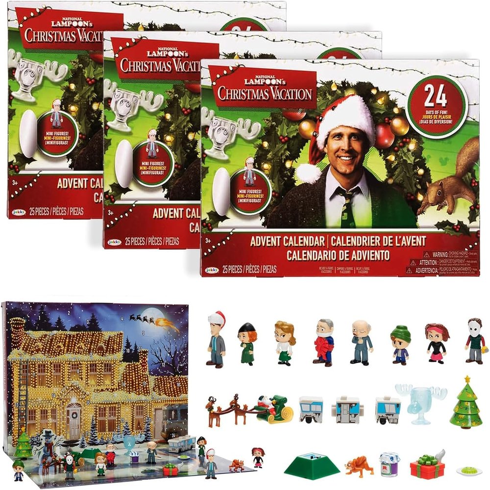 National Lampoon's Christmas Vacation Advent Calendar 2024, 24-Day Christmas Advent Calendar with 24 Gifts, Christmas Figures and Accessories, Christmas Countdown Gift (3PCS)