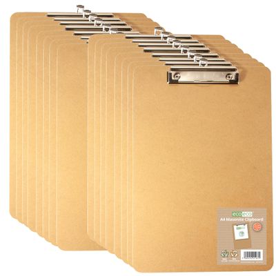 eco-eco Masonite Clipboard with Low-Profile Clip, A4, 12-Pack, eco167 x 12