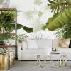 YLLMNOBM Hand-Painted Tropical Leaves and Plants Luxury 3D Wall Mural view 4