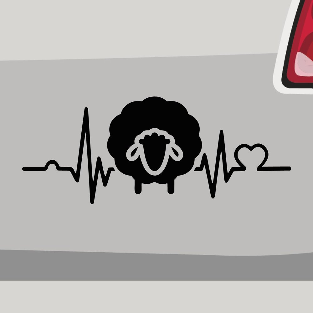 Stickerfreaks Sheep Heartbeat Sticker, Green, 46 x 18 cm