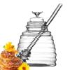 Glass Honey Dispenser, Honey Container with Lid, Honey Pot Set view 1