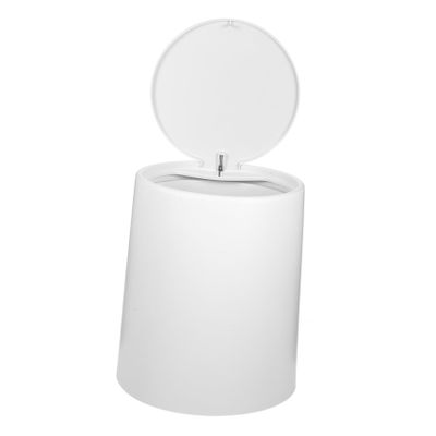 BUGUUYO White ABS Trash Can with Push Lid, Modern Bathroom Design