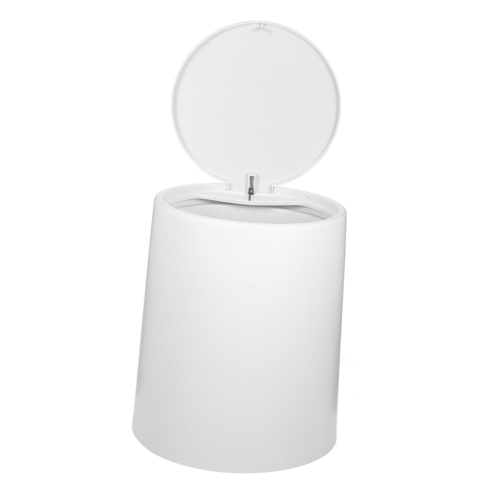 BUGUUYO White ABS Trash Can with Push Lid, Modern Bathroom Design
