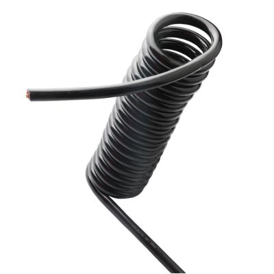 3-Conductor Black Coiled Extension Cable, 5 m, 14–24 AWG