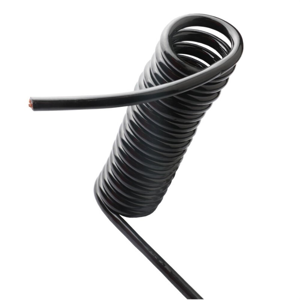 3-Conductor Black Coiled Extension Cable, 5 m, 14–24 AWG
