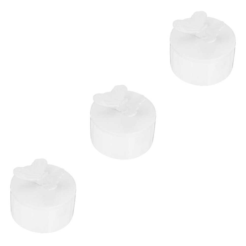 Warmhm 3-Piece Ceramic Jewelry Box Set, White