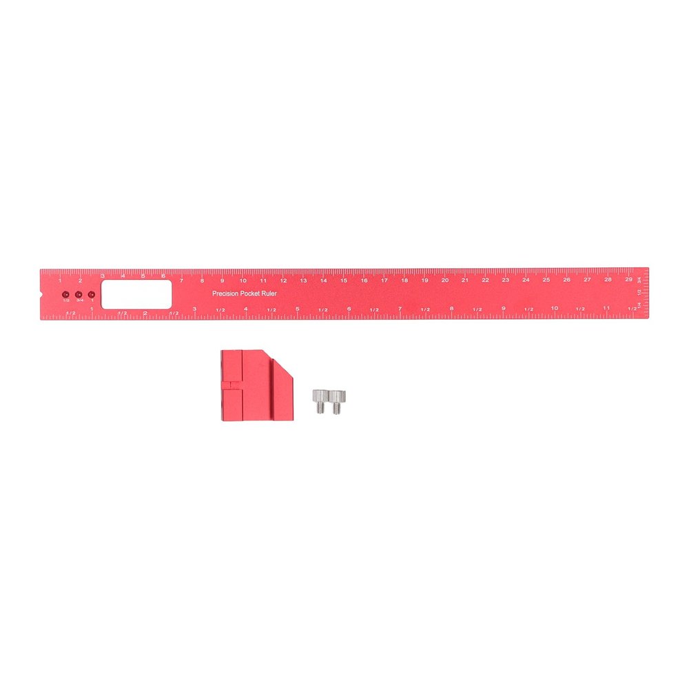 12-Inch Woodworking Pocket Ruler with Sliding Stop