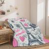 Multicolor Eiffel Tower & Retro Camera Sherpa Throw Blanket, 180 x 200 cm view 3