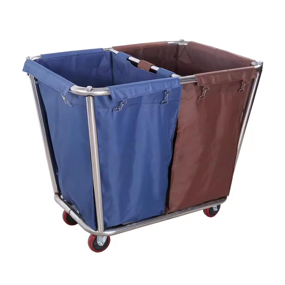 Commercial Large Laundry Hamper with Wheels, Industrial Stainless Steel Hamper for Full-Size Laundry