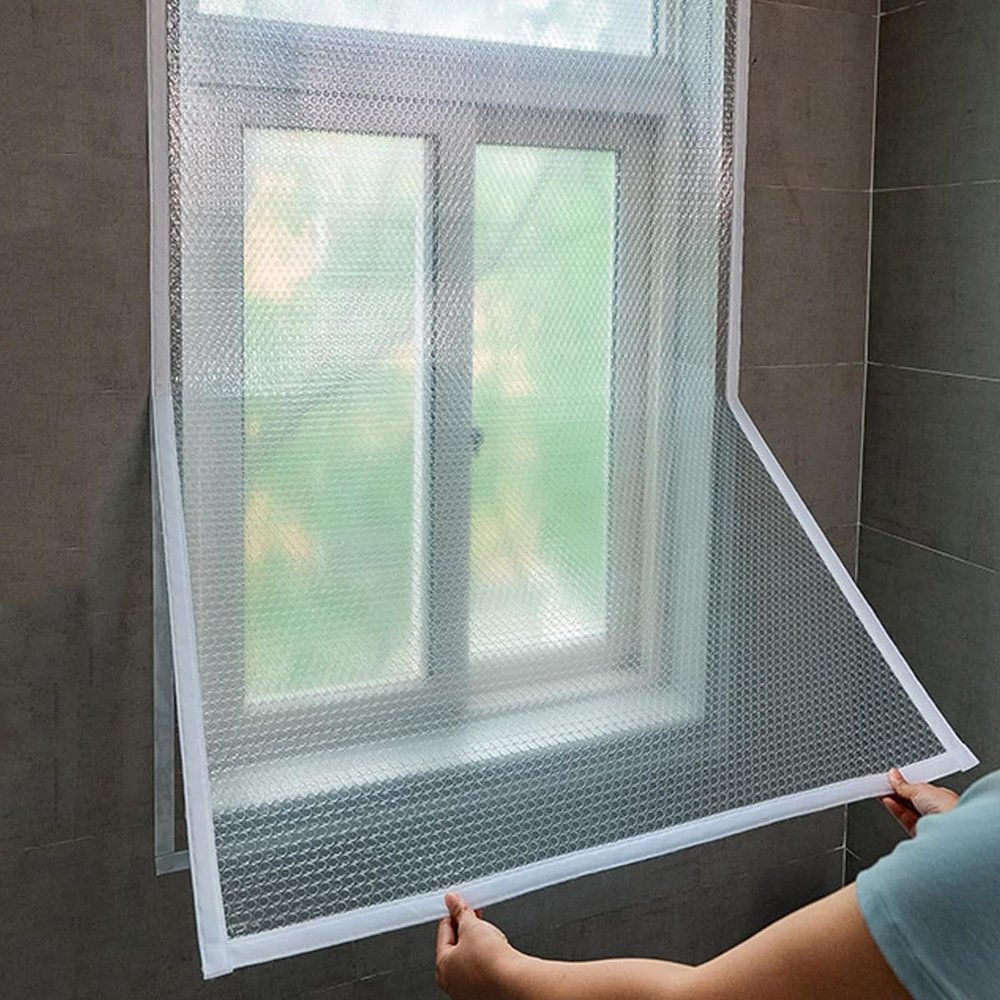 ZHUOZ1T Window Insulation Kit, Thermal Insulation Film Curtain, Self-Adhesive, Reusable, 185 x 380 cm