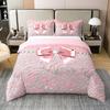 Loussiesd Bow Knot 100% Cotton Duvet Cover Set, 155 x 220 cm, Pink Glitter (No Glitter) view 1