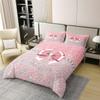 Loussiesd Bow Knot 100% Cotton Duvet Cover Set, 155 x 220 cm, Pink Glitter (No Glitter) view 2
