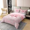 Loussiesd Bow Knot 100% Cotton Duvet Cover Set, 155 x 220 cm, Pink Glitter (No Glitter) view 3