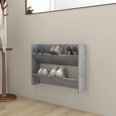 Somanki Wall-Mounted Shoe Cabinet, Concrete Gray, 80 x 18 x 60 cm, Chipboard