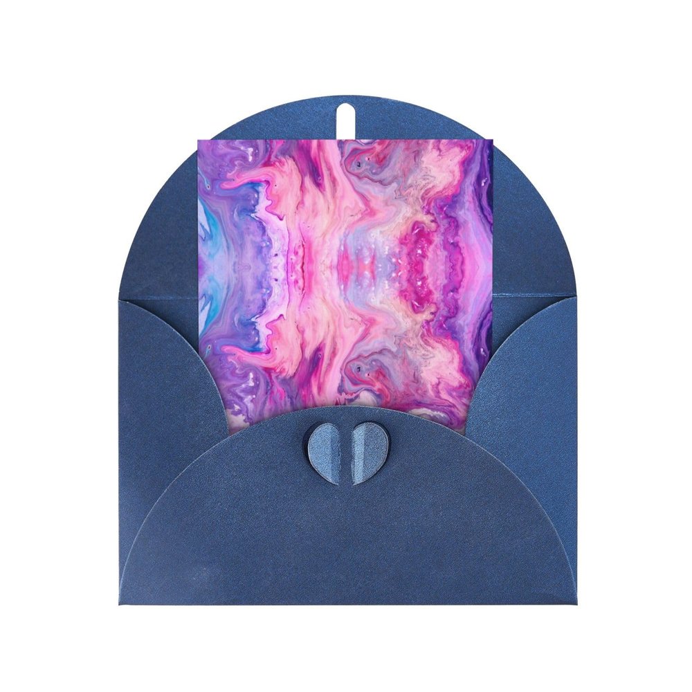 Blank Cards and Envelopes, Purple Marble Design, 5-Pack