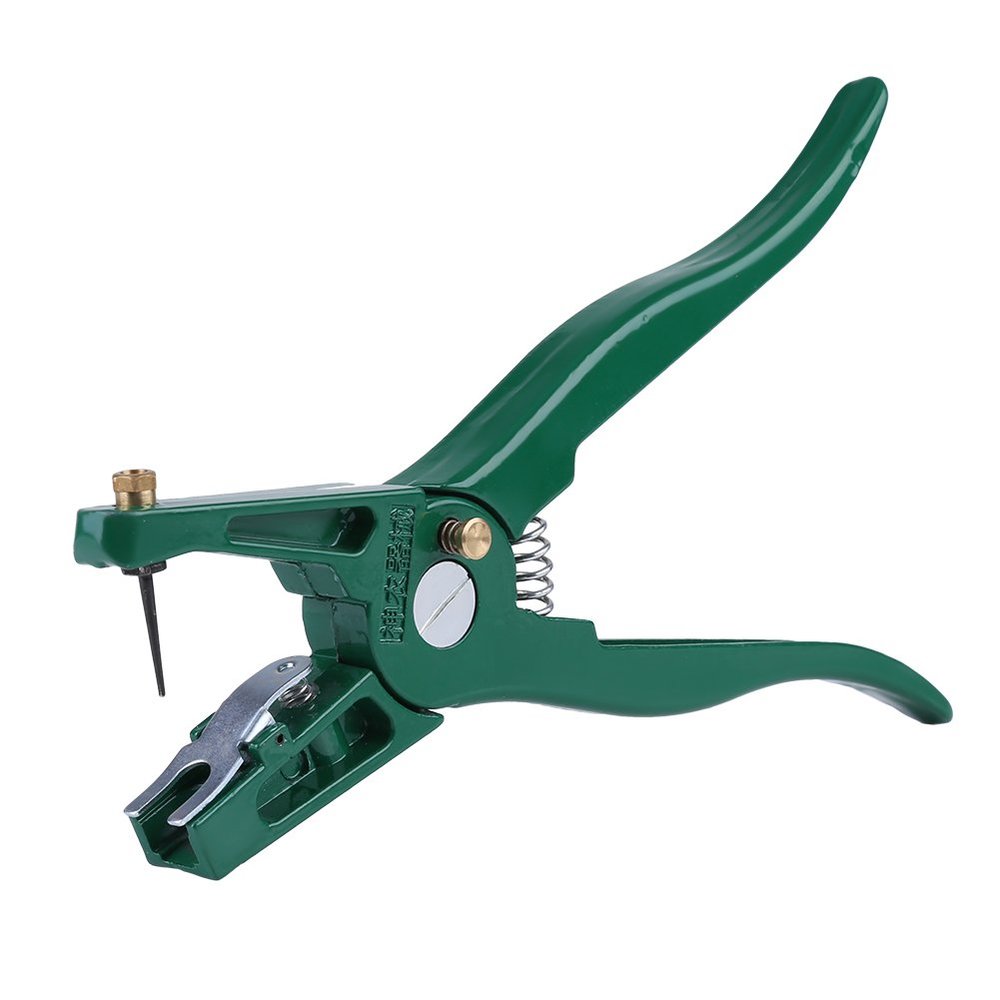 Ouitble Livestock Ear Tag Pliers, Steel Animal Ear Tag Applicator with 1 Replacement Pin for Pigs, Cattle, and Sheep