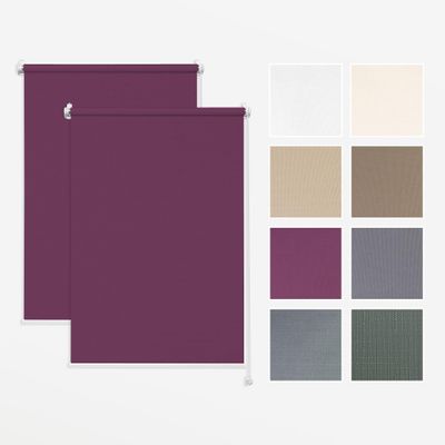 Estika Double-Pack No-Drill Clip-On Roller Blind, 140 W x 120 H cm, Violet