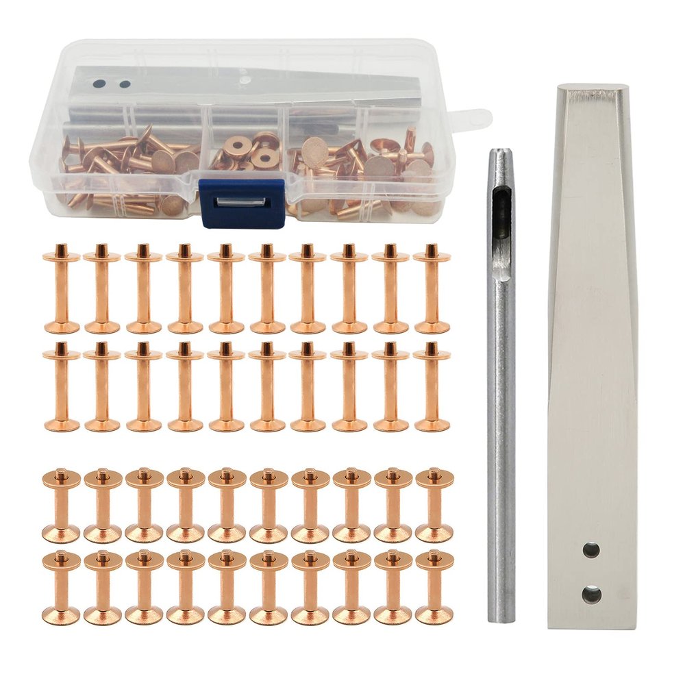 Copper Rivet Setting Punch Set, Rust-Resistant, for Leather Clothing, Bags and Belts (#2)