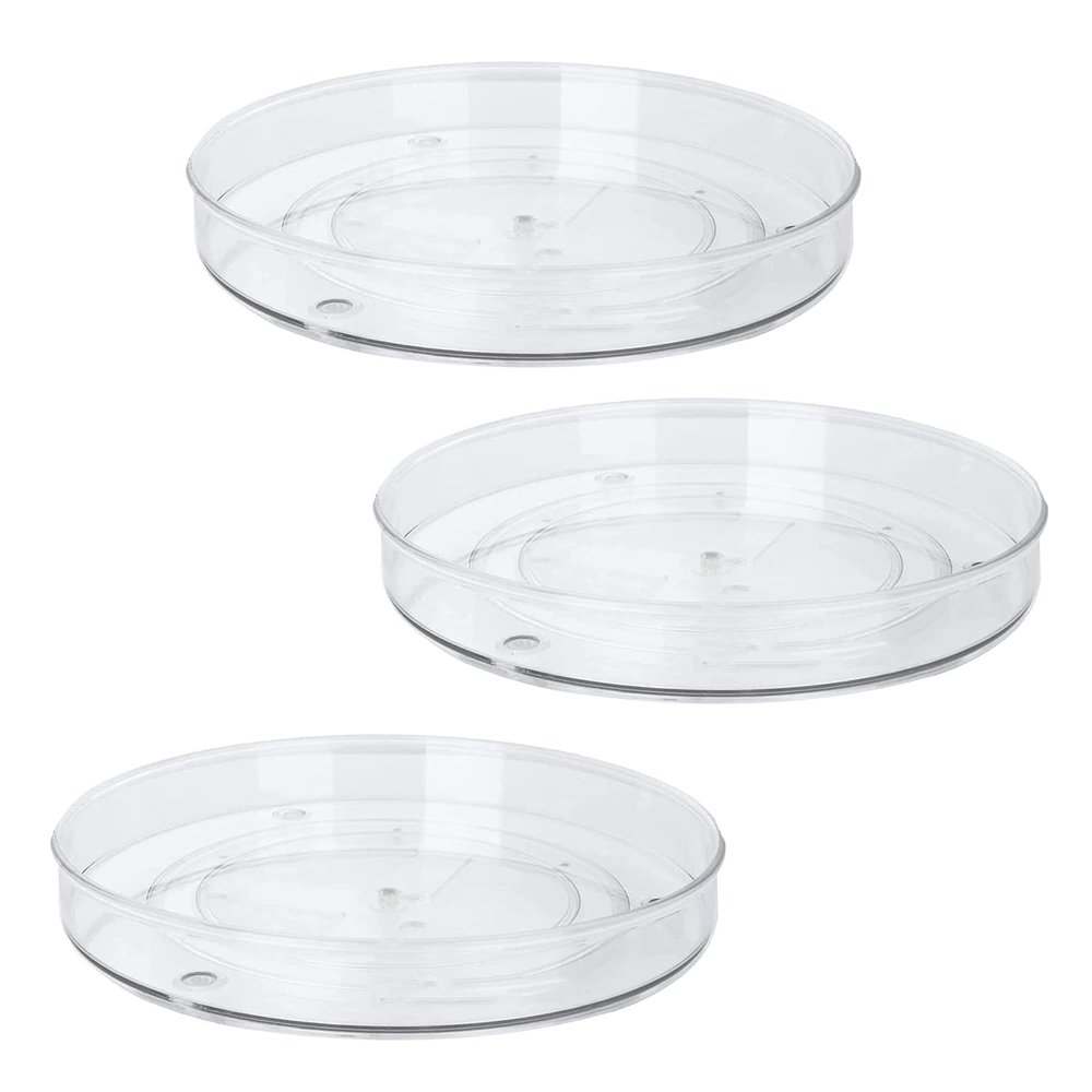 Mcclellanty 3-Pack Clear Lazy Susan Turntables, 10.6-Inch Spice Organizer