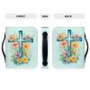 COEQINE Leather Bible Cover for Women, Watercolor Cross, PU Leather, Aqua Floral Print, XXL view 3