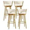 Velvet Bar Stools, Set of 4, Swivel Counter Stools with Backrests, White-Gold Legs view 1