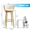 Velvet Bar Stools, Set of 4, Swivel Counter Stools with Backrests, White-Gold Legs view 3