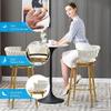 Velvet Bar Stools, Set of 4, Swivel Counter Stools with Backrests, White-Gold Legs view 4